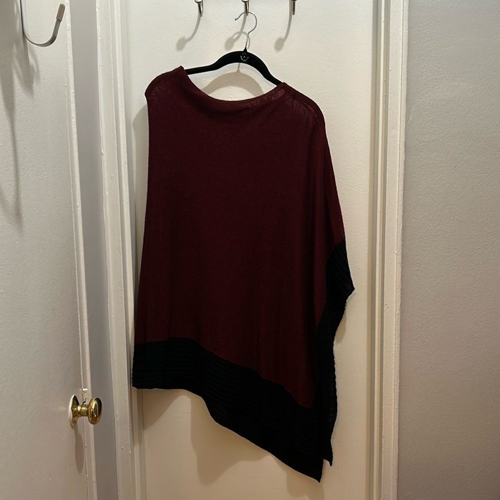 Celeste Poncho Burgundy and Black